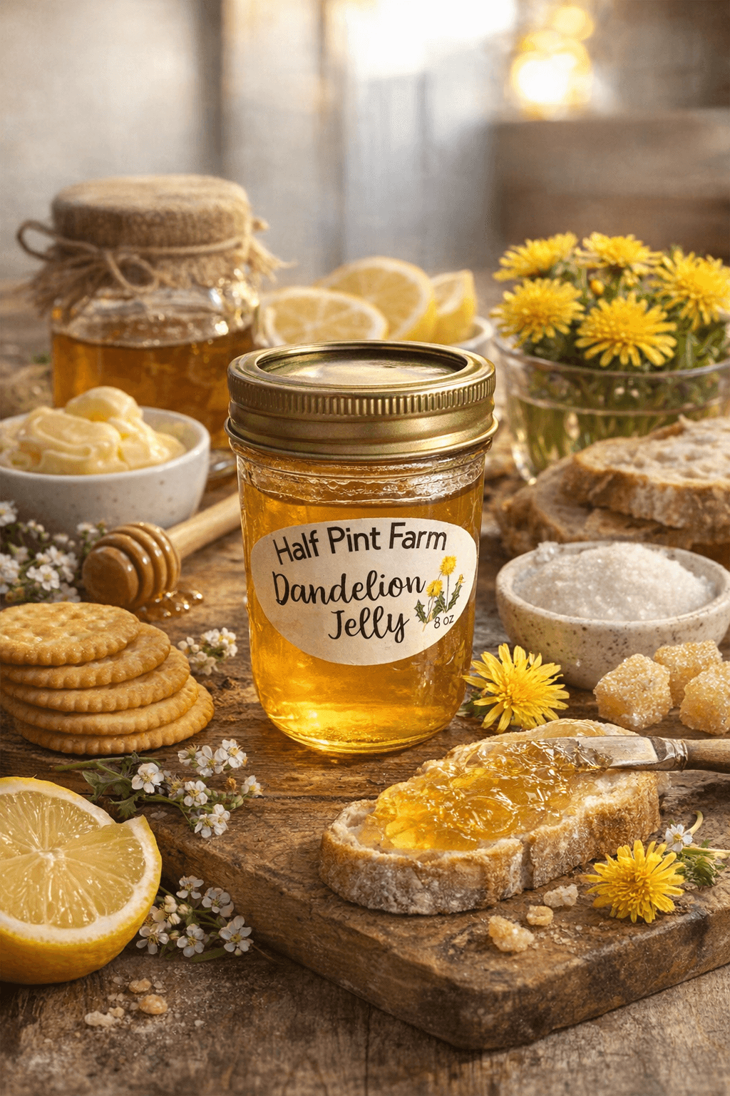 Dandelion Jelly - 8oz jar of handcrafted dandelion jelly from Half Pint Farm