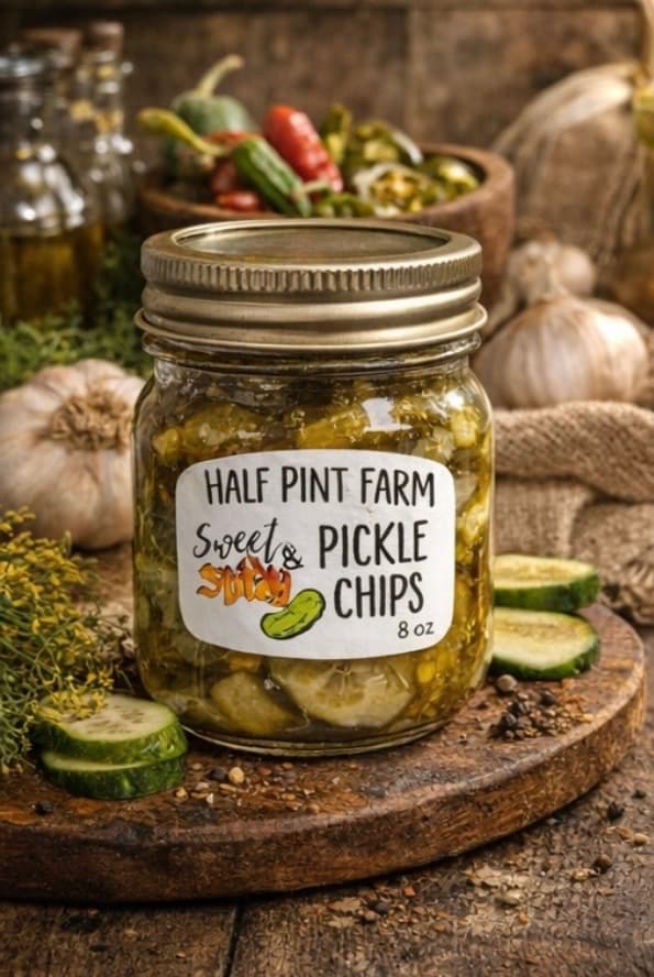 Sweet & Spicy Pickle Chips - Crunchy farm-made pickles from Half Pint Farm